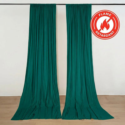 2 Pack 5ftx10ft Hunter Emerald Green Scuba Polyester Backdrop Drape Curtains, Durable Flame Resistant Event Divider Panels Wrinkle Free With Rod Pockets