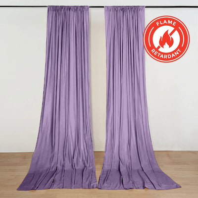 2 Pack 5ftx10ft Violet Amethyst Scuba Polyester Backdrop Drape Curtains, Durable Flame Resistant Event Divider Panels Wrinkle Free With Rod Pockets