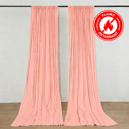 2 Pack 5ftx10ft Dusty Rose Scuba Polyester Backdrop Drape Curtains, Durable Flame Resistant Event Divider Panels Wrinkle Free With Rod Pockets