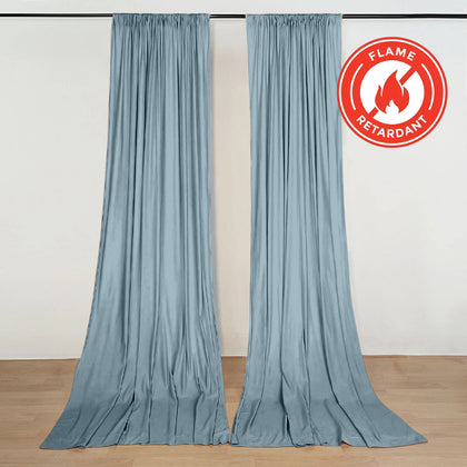 2 Pack 5ftx10ft Dusty Blue Scuba Polyester Backdrop Drape Curtains, Durable Flame Resistant Event Divider Panels Wrinkle Free With Rod Pockets