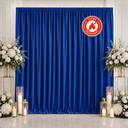Scuba Polyester Backdrop Curtain Royal Blue 10ftx10ft Durable Flame Resistant Wrinkle-Free Event Drape Panel With Rod Pocket