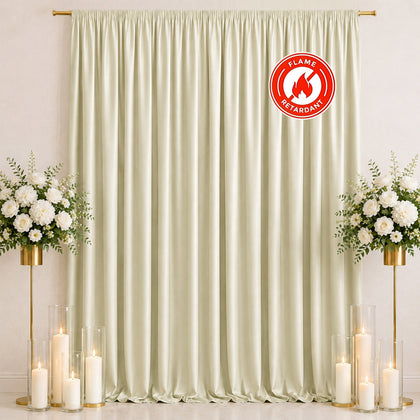 Scuba Polyester Backdrop Curtain Ivory 10ftx12ft Durable Flame Resistant Wrinkle-Free Event Drape Panel With Rod Pocket