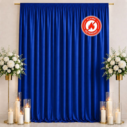 Scuba Polyester Backdrop Curtain Royal Blue 10ftx12ft Durable Flame Resistant Wrinkle-Free Event Drape Panel With Rod Pocket