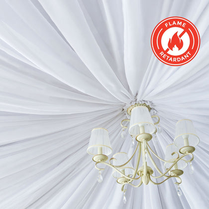 White Scuba Polyester Ceiling/Curtain Draping Fabric, Commercial Grade Fire Retardant Wrinkle Free Backdrop Panel With Rod Pocket - 5ftx40ft
