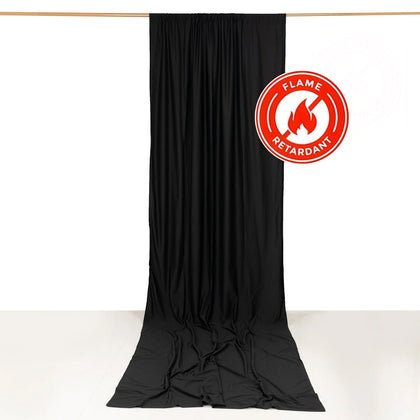 Black Scuba Polyester Backdrop Drape Curtain, Durable Flame Resistant Event Divider Panel Wrinkle Free With Rod Pockets - 5ftx14ft