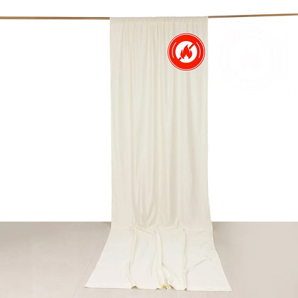 Ivory Scuba Polyester Backdrop Drape Curtain, Durable Flame Resistant Event Divider Panel Wrinkle Free With Rod Pockets - 5ftx14ft
