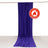 Purple flame-retardant fabric drape hanging from a rod