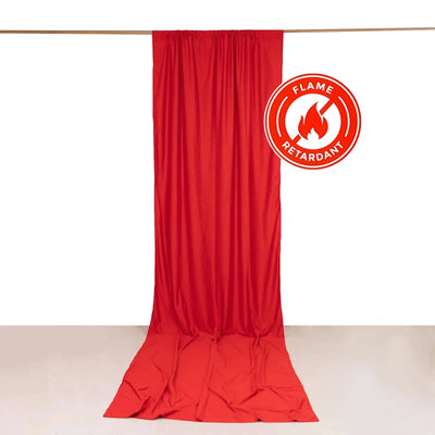 Red flame-retardant fabric curtain hanging vertically