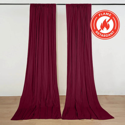 2 Pack 5ftx10ft Burgundy Scuba Polyester Backdrop Drape Curtains, Durable Flame Resistant Event Divider Panels Wrinkle Free With Rod Pockets