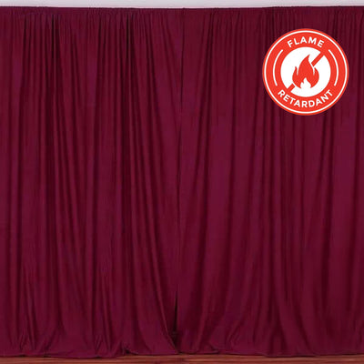 Flame retardant burgundy curtain drapes for event staging. #whtbkgd