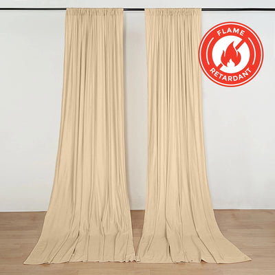 2 Pack 5ftx10ft Champagne Scuba Polyester Backdrop Drape Curtains, Durable Flame Resistant Event Divider Panels Wrinkle Free With Rod Pockets