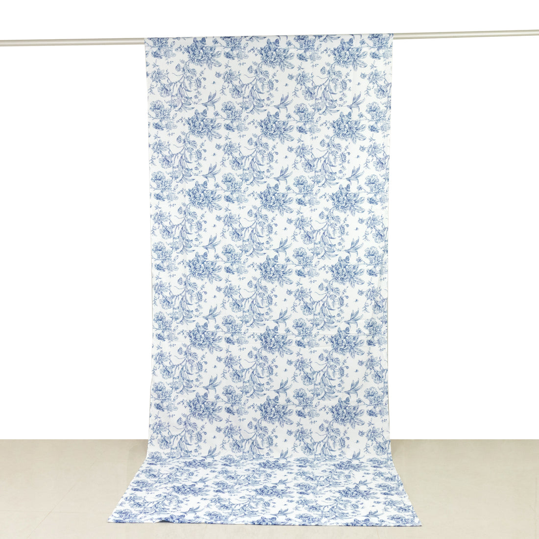 Blue floral patterned fabric backdrop for photography