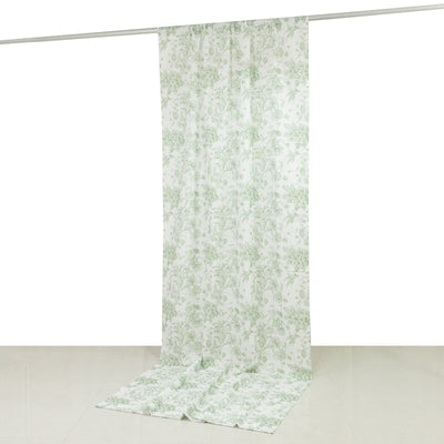 Floral patterned curtain hanging on a rod against a plain background