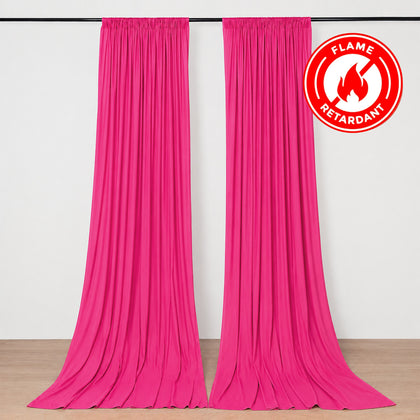 2 Pack 5ftx10ft Fuchsia Scuba Polyester Backdrop Drape Curtains, Durable Flame Resistant Event Divider Panels Wrinkle Free With Rod PocketsPanels 130GSM