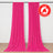 Hot pink flame retardant curtains hanging on a rod in a room
