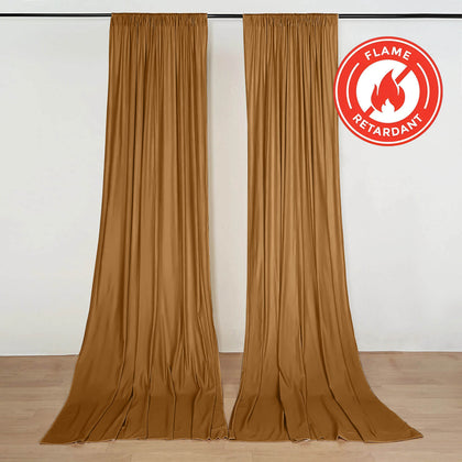 2 Pack 5ftx10ft Gold Scuba Polyester Backdrop Drape Curtains, Durable Flame Resistant Event Divider Panels Wrinkle Free With Rod Pockets