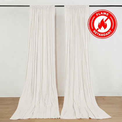 2 Pack 5ftx10ft Ivory Scuba Polyester Backdrop Drape Curtains, Durable Flame Resistant Event Divider Panels Wrinkle Free With Rod Pockets