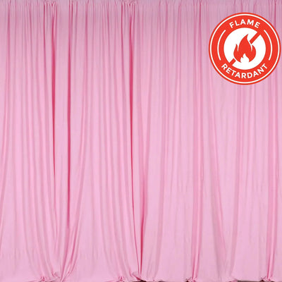Flame retardant pink curtain draped elegantly. #whtbkgd