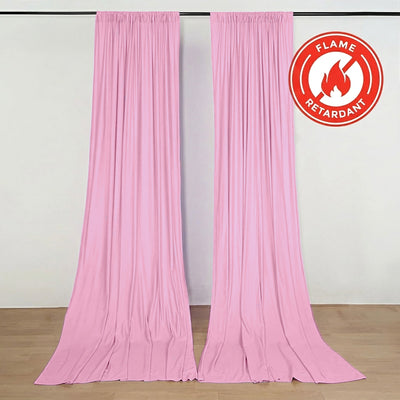 2 Pack 5ftx10ft Pink Scuba Polyester Backdrop Drape Curtains, Durable Flame Resistant Event Divider Panels Wrinkle Free With Rod Pockets