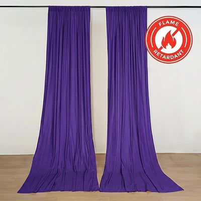 2 Pack 5ftx10ft Purple Scuba Polyester Backdrop Drape Curtains, Durable Flame Resistant Event Divider Panels Wrinkle Free With Rod Pockets
