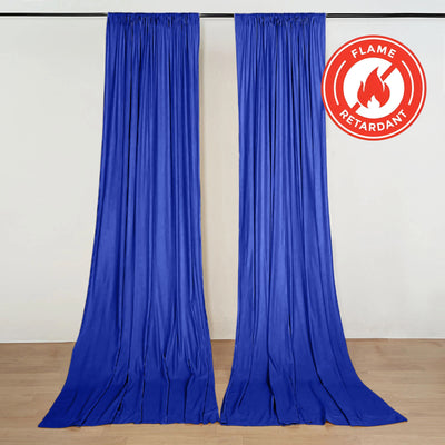 2 Pack 5ftx10ft Royal Blue Scuba Polyester Backdrop Drape Curtains, Durable Flame Resistant Event Divider Panels Wrinkle Free With Rod Pockets