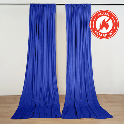 2 Pack 5ftx10ft Royal Blue Scuba Polyester Backdrop Drape Curtains, Durable Flame Resistant Event Divider Panels Wrinkle Free With Rod Pockets