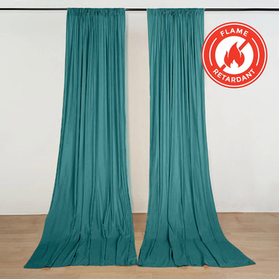 2 Pack 5ftx10ft Turquoise Scuba Polyester Backdrop Drape Curtains, Durable Flame Resistant Event Divider Panels Wrinkle Free With Rod Pockets