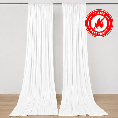 2 Pack 5ftx10ft White Scuba Polyester Backdrop Drape Curtains, Durable Flame Resistant Event Divider Panels Wrinkle Free With Rod Pockets
