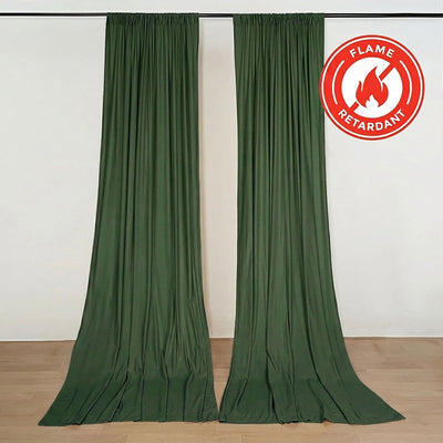 2 Pack 5ftx10ft Olive Green Scuba Polyester Backdrop Drape Curtains, Durable Flame Resistant Event Divider Panels Wrinkle Free With Rod Pockets