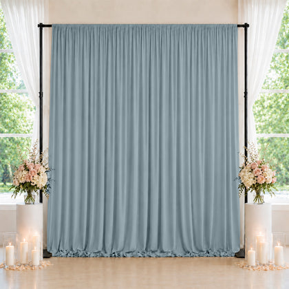 Spandex Backdrop Curtain Dusty Blue 10ft x 10ft, 4-Way Stretch Wrinkle-Free Photo Booth Backdrop with Rod Pockets for Wedding & Events
