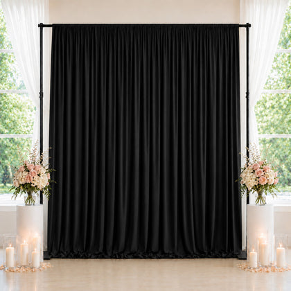 Spandex Backdrop Curtain Black 10ft x 10ft, 4-Way Stretch Wrinkle-Free Photo Booth Backdrop with Rod Pockets for Wedding & Events