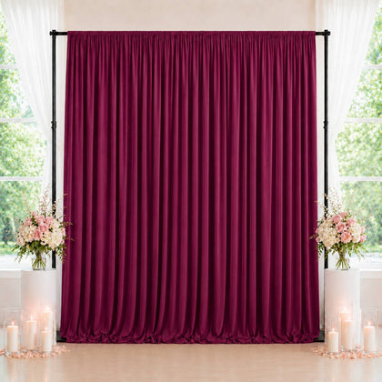 Spandex Backdrop Curtain Burgundy 10ft x 10ft, 4-Way Stretch Wrinkle-Free Photo Booth Backdrop with Rod Pockets for Wedding & Events