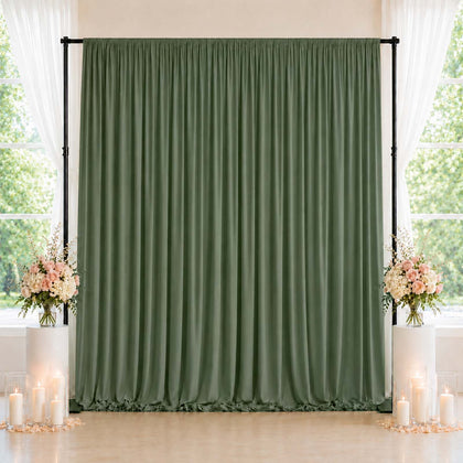 Spandex Backdrop Curtain Dusty Sage Green 10ft x 10ft, 4-Way Stretch Wrinkle-Free Photo Booth Backdrop with Rod Pockets for Wedding & Events