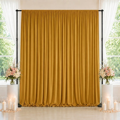 Spandex Backdrop Curtain Gold 10ft x 10ft, 4-Way Stretch Wrinkle-Free Photo Booth Backdrop with Rod Pockets for Wedding & Events
