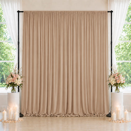 Spandex Backdrop Curtain Nude 10ft x 10ft, 4-Way Stretch Wrinkle-Free Photo Booth Backdrop with Rod Pockets for Wedding & Events
