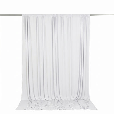 White sheer curtain panels on a rod, minimal studio backdrop