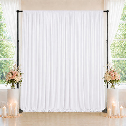 Spandex Backdrop Curtain White 10ft x 10ft, 4-Way Stretch Wrinkle-Free Photo Booth Backdrop with Rod Pockets for Wedding & Events