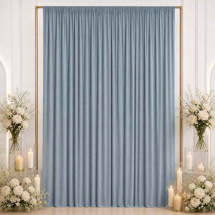 Spandex Backdrop Curtain Dusty Blue 10ft x 12ft, 4-Way Stretch Wrinkle-Free Photo Booth Backdrop with Rod Pockets for Wedding & Events