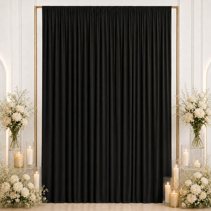Spandex Backdrop Curtain Black 10ft x 12ft, 4-Way Stretch Wrinkle-Free Photo Booth Backdrop with Rod Pockets for Wedding & Events