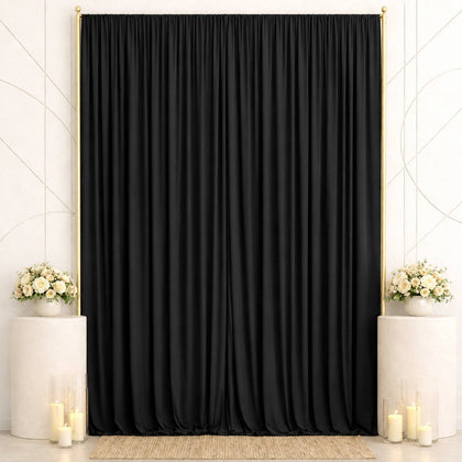 Spandex Backdrop Curtain Black 10ft x 14ft, 4-Way Stretch Wrinkle-Free Photo Booth Backdrop with Rod Pockets for Wedding & Events