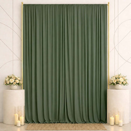 Spandex Backdrop Curtain Dusty Sage Green 10ft x 14ft, 4-Way Stretch Wrinkle-Free Photo Booth Backdrop with Rod Pockets for Wedding & Events