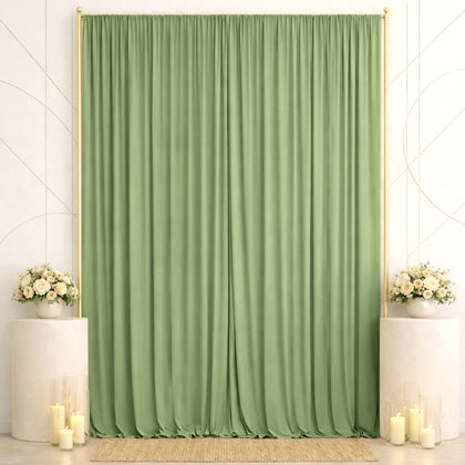Spandex Backdrop Curtain Sage Green 10ft x 14ft, 4-Way Stretch Wrinkle-Free Photo Booth Backdrop with Rod Pockets for Wedding & Events