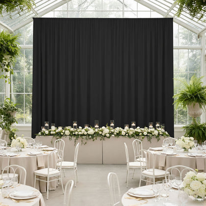 Black 4-Way Stretch Spandex Backdrop Curtain, Wrinkle-Free Event Drapes with Rod Pockets - 5ft x 20ft