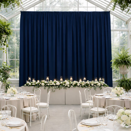 Navy Blue 4-Way Stretch Spandex Backdrop Curtain, Wrinkle-Free Event Drapes with Rod Pockets - 5ft x 20ft