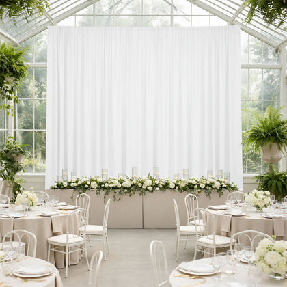 White 4-Way Stretch Spandex Backdrop Curtain, Wrinkle-Free Event Drapes with Rod Pockets - 5ft x 20ft