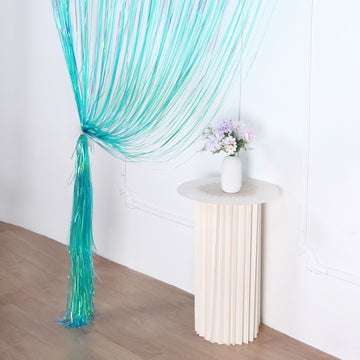 Create a Magical Atmosphere with the Iridescent Blue Metallic Tinsel Foil Fringe Doorway Curtain