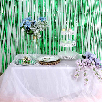 Add a Touch of Glamour with the Green Metallic Tinsel Foil Fringe Doorway Curtain