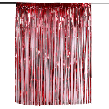 Transform Your Party with the Red Metallic Tinsel Foil Fringe Party Backdrop