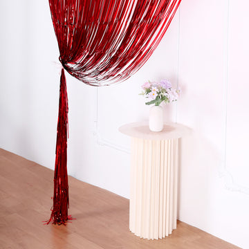 Create a Stunning Entrance with the Red Metallic Tinsel Foil Fringe Doorway Curtain