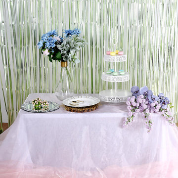 Elevate Your Event with the Matte Sage Green Metallic Tinsel Foil Fringe Doorway Curtain